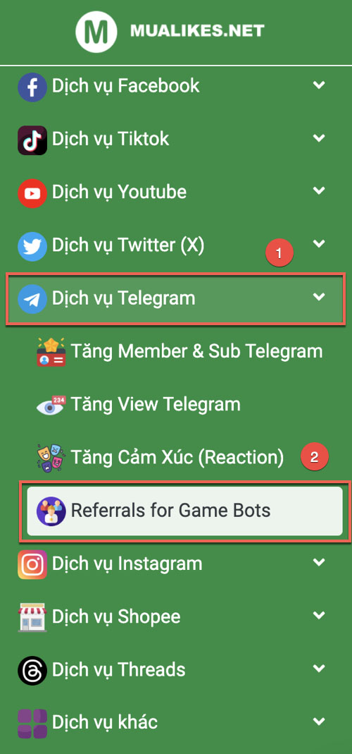 Tăng Ref Game Bot Telegram