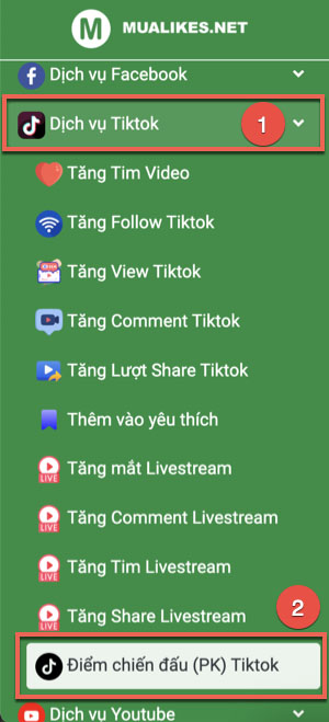 Tăng điểm chiến đấu (PK) Tiktok