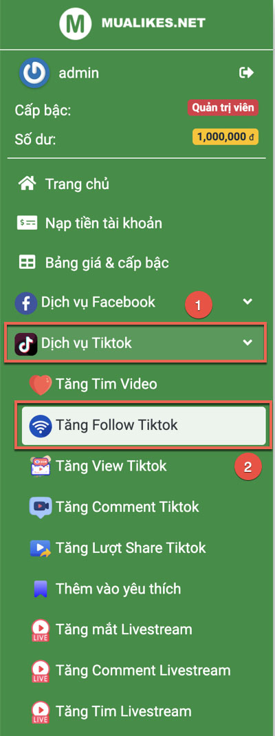 Tăng follow tiktok