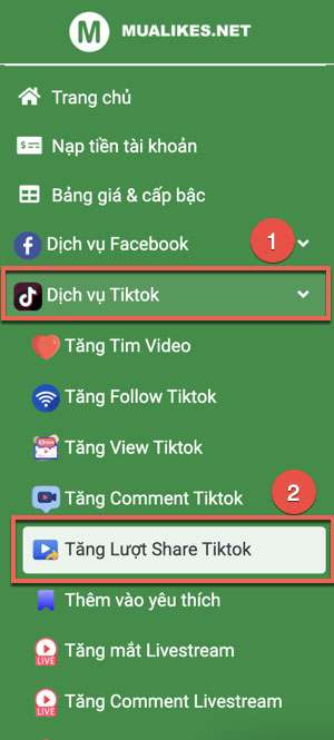 Tăng lượt share Tiktok