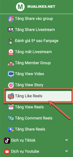 Chọn Tăng like Reels