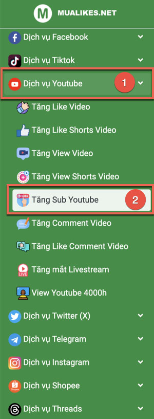 Chọn Tăng sub Youtube