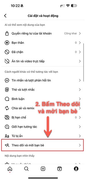 Vào theo dõi và mời bạn bè