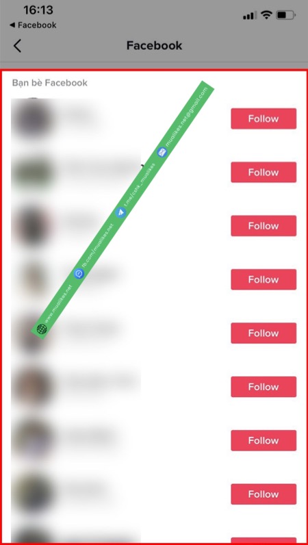 Follow bạn bè Facebook trên tiktok
