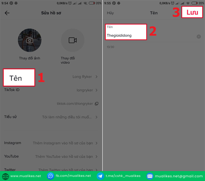 Đổi username tiktok trên điện thoại