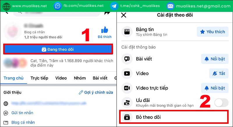 Bỏ theo dõi thủ công