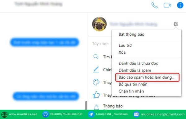 Báo cáo tin nhắn Spam hoặc lạm dụng