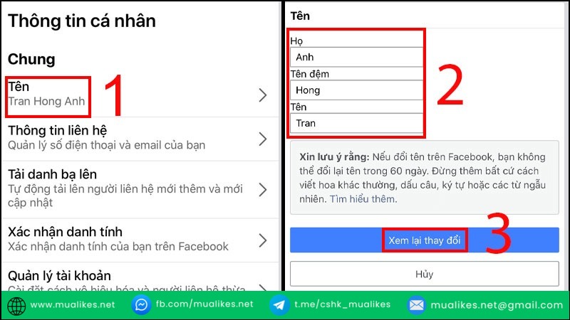 Tên phải hợp lệ và dễ nhận diện