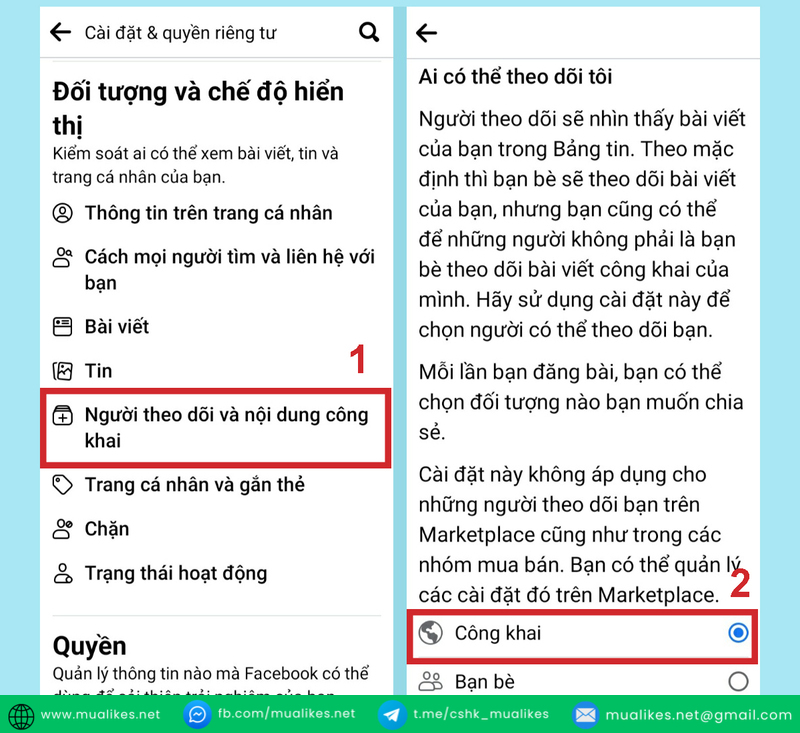 Cách bật tính năng hiển thị người theo dõi