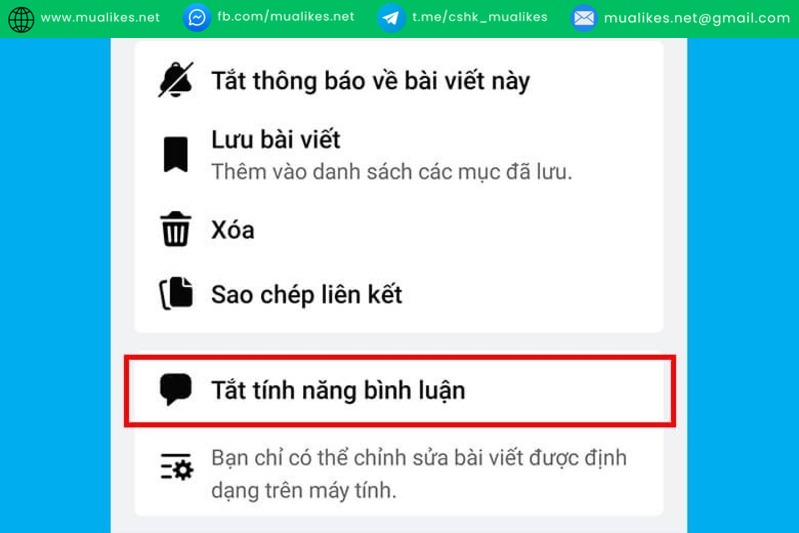 Khóa bình luận trên Facebook đơn giản