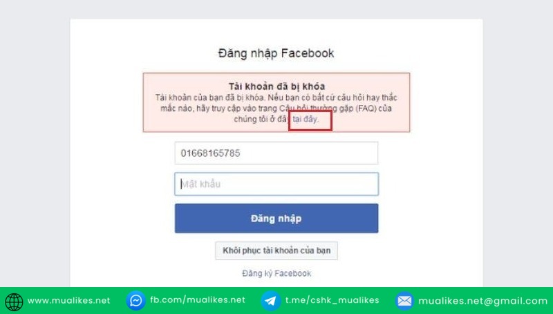 Dấu hiệu Facebook Bị Khóa FAQ