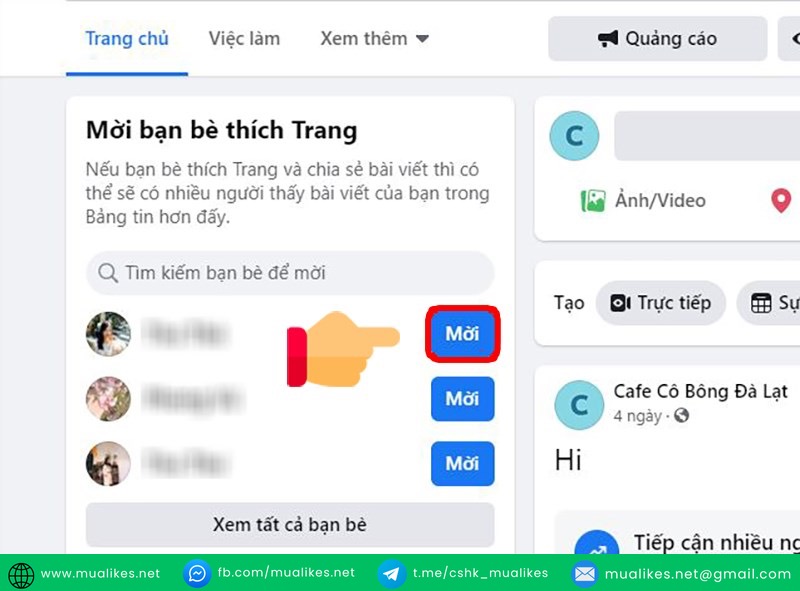 Mời bạn bè thích trang