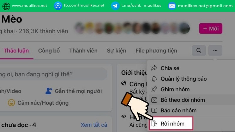 Rời nhóm đơn giản trên máy tính