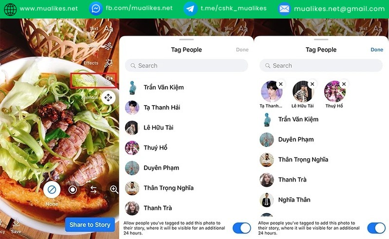 Cách tag tên trong story Facebook trên điện thoại