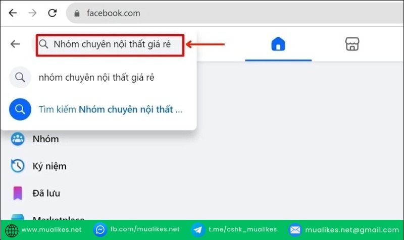 Tìm kiếm nhóm phù hợp bằng cách gõ từ khóa chính