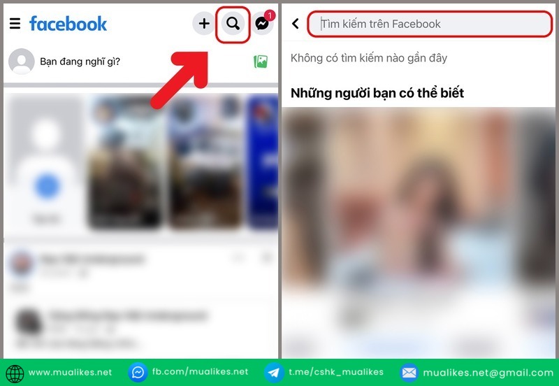 Dùng tính năng tìm kiếm có sẵn trên FB