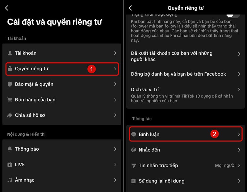 Vào mục Bình luận