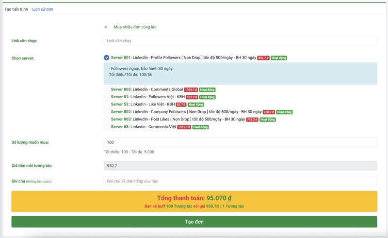 Buff dịch vụ Linkedin