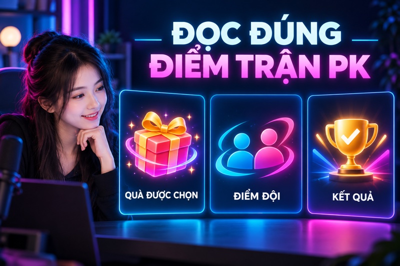 Kiểm tra Qu&agrave; tặng được chọn, điểm đội v&agrave; kết quả trận PK TikTok