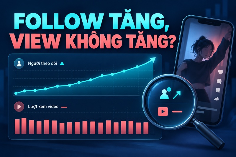 Biểu đồ minh họa follower TikTok tăng nhưng lượt xem video kh&ocirc;ng tăng