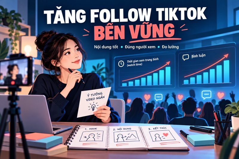 L&ecirc;n &yacute; tưởng nội dung v&agrave; theo d&otilde;i chỉ số để tăng follow TikTok bền vững